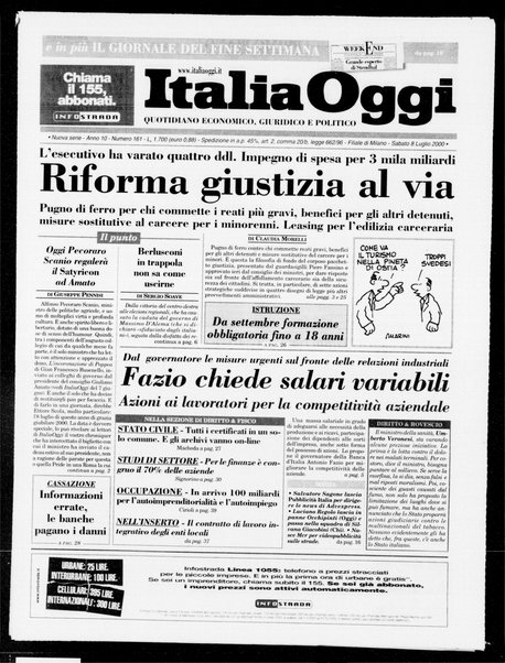 Italia oggi : quotidiano di economia finanza e politica